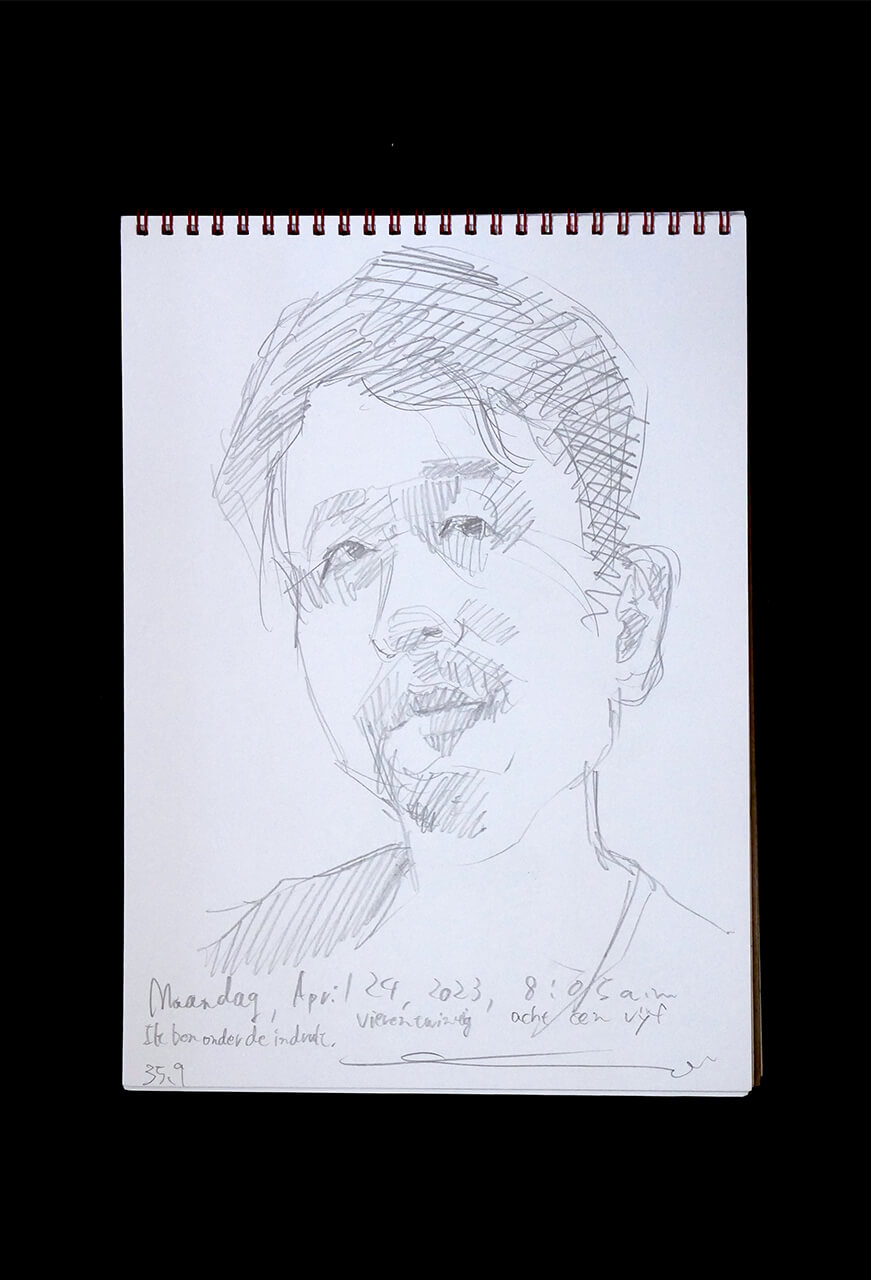 Contemporary artist SHINTAKU Tomoni's 2023/4/24 Self-portrait or pencil drawing