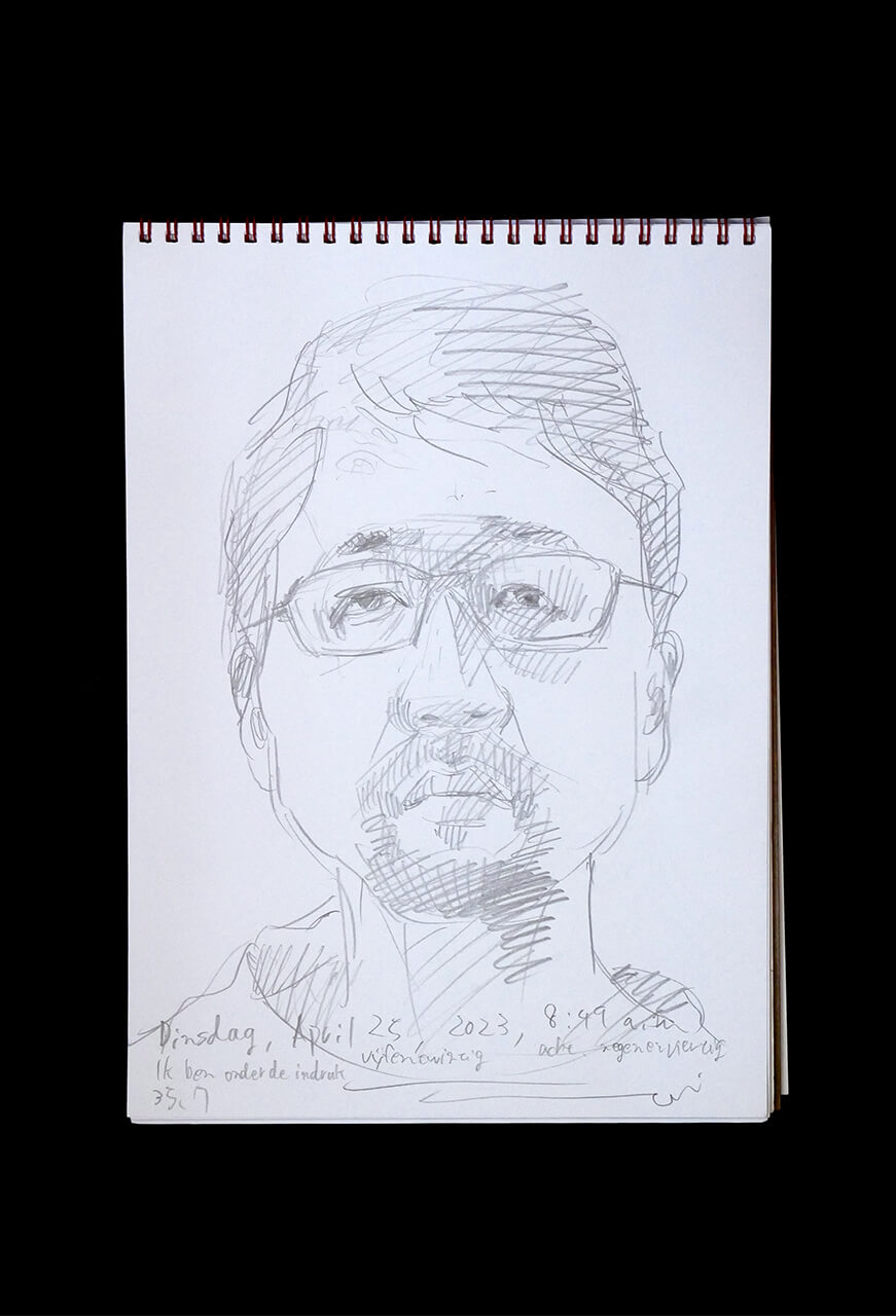 Contemporary artist SHINTAKU Tomoni's 2023/4/25 Self-portrait or pencil drawing