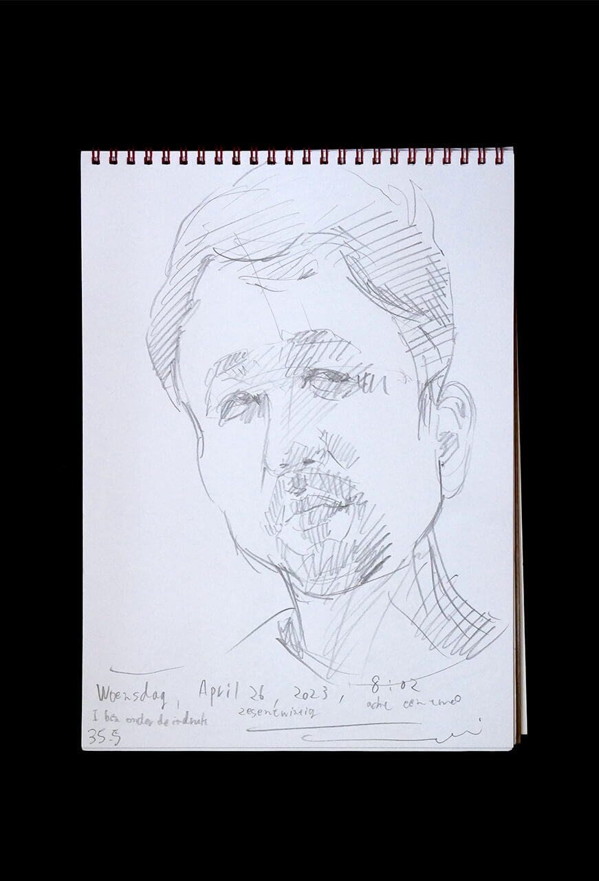 Contemporary artist SHINTAKU Tomoni's 2023/4/26 Self-portrait or pencil drawing