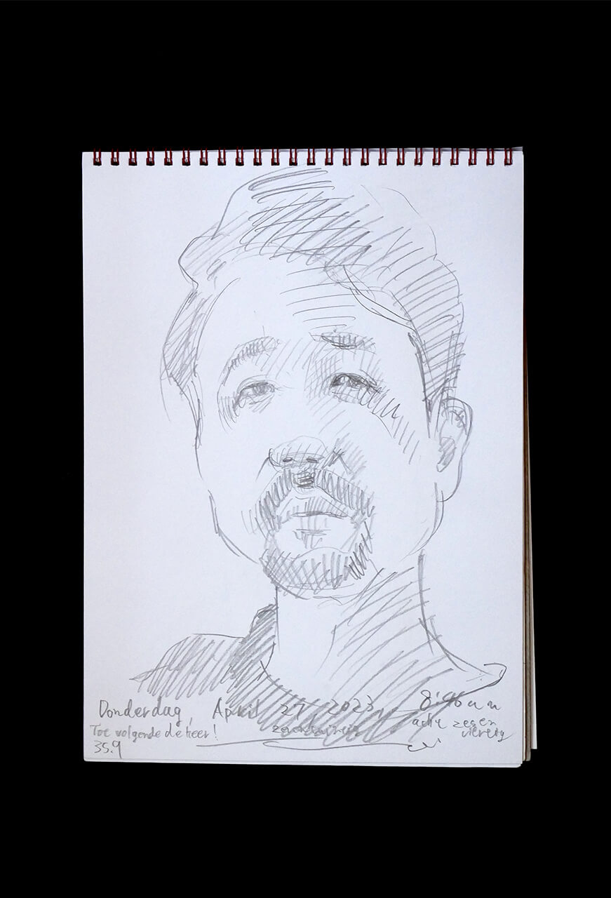 Contemporary artist SHINTAKU Tomoni's 2023/4/27 Self-portrait or pencil drawing