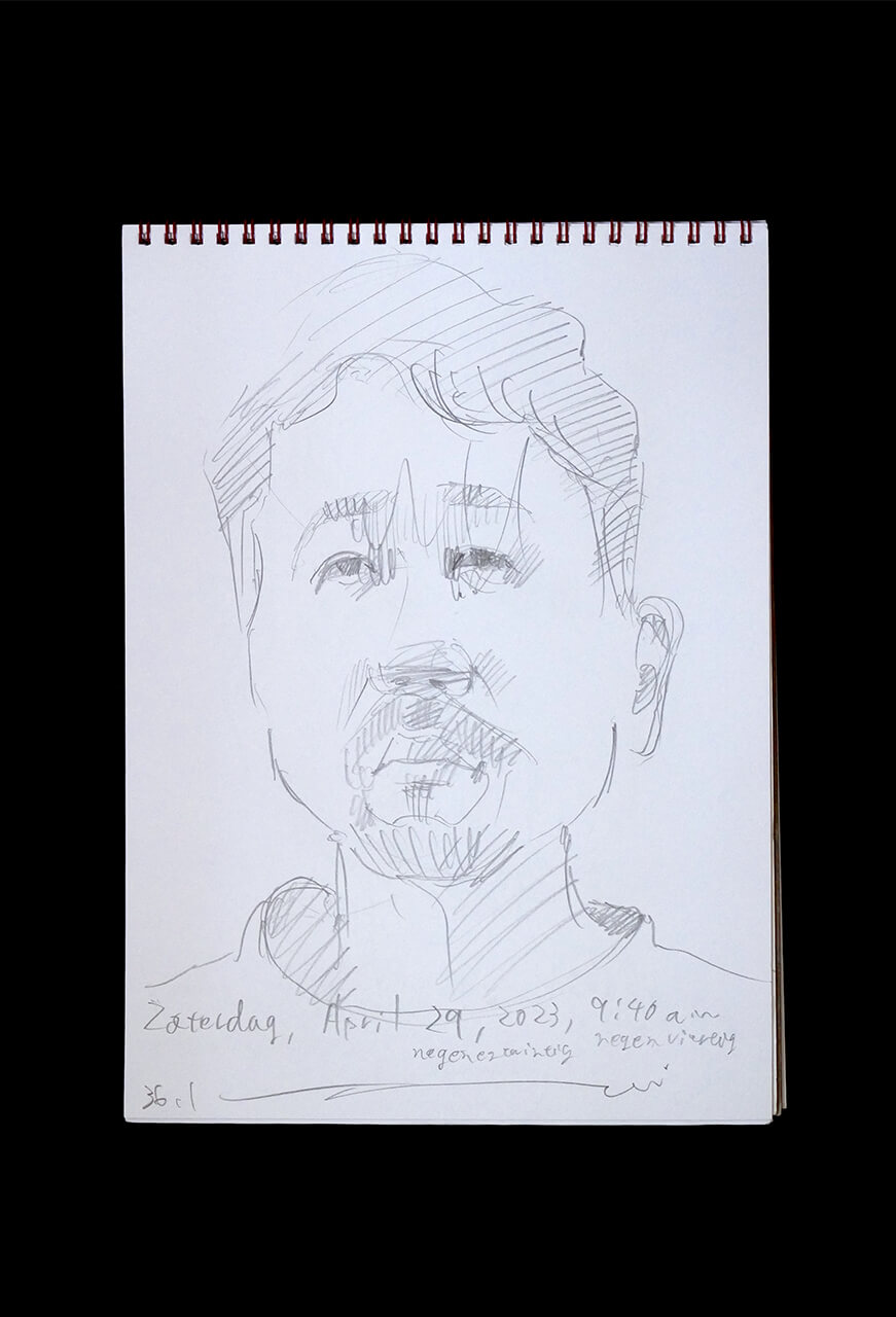 Contemporary artist SHINTAKU Tomoni's 2023/4/29 Self-portrait or pencil drawing