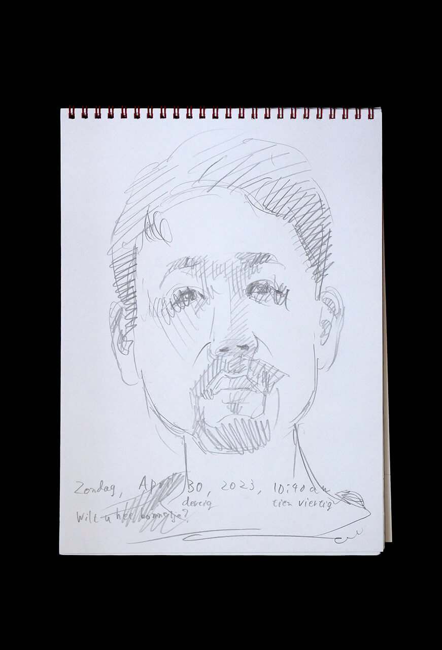 Contemporary artist SHINTAKU Tomoni's 2023/4/30 Self-portrait or pencil drawing