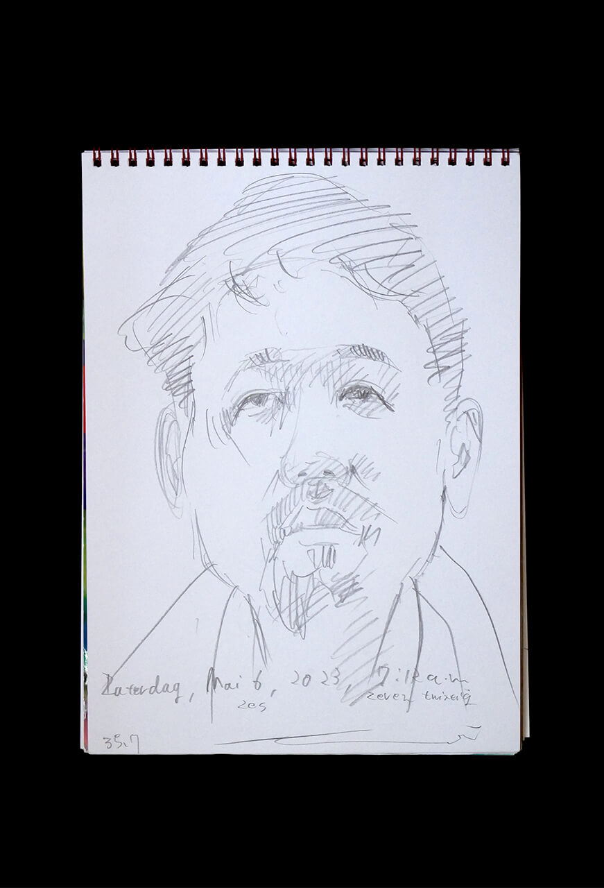 Contemporary artist SHINTAKU Tomoni's 2023/5/6 Self-portrait or pencil drawing