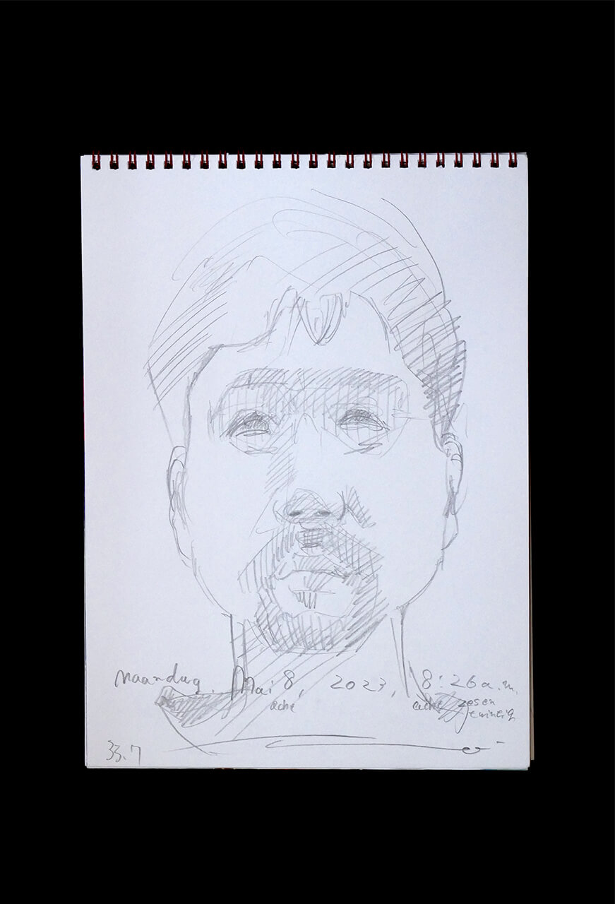 Contemporary artist SHINTAKU Tomoni's 2023/5/8 Self-portrait or pencil drawing