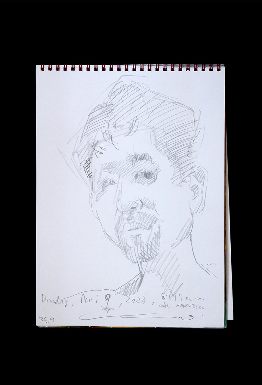 Contemporary artist SHINTAKU Tomoni's 2023/5/9 Self-portrait or pencil drawing