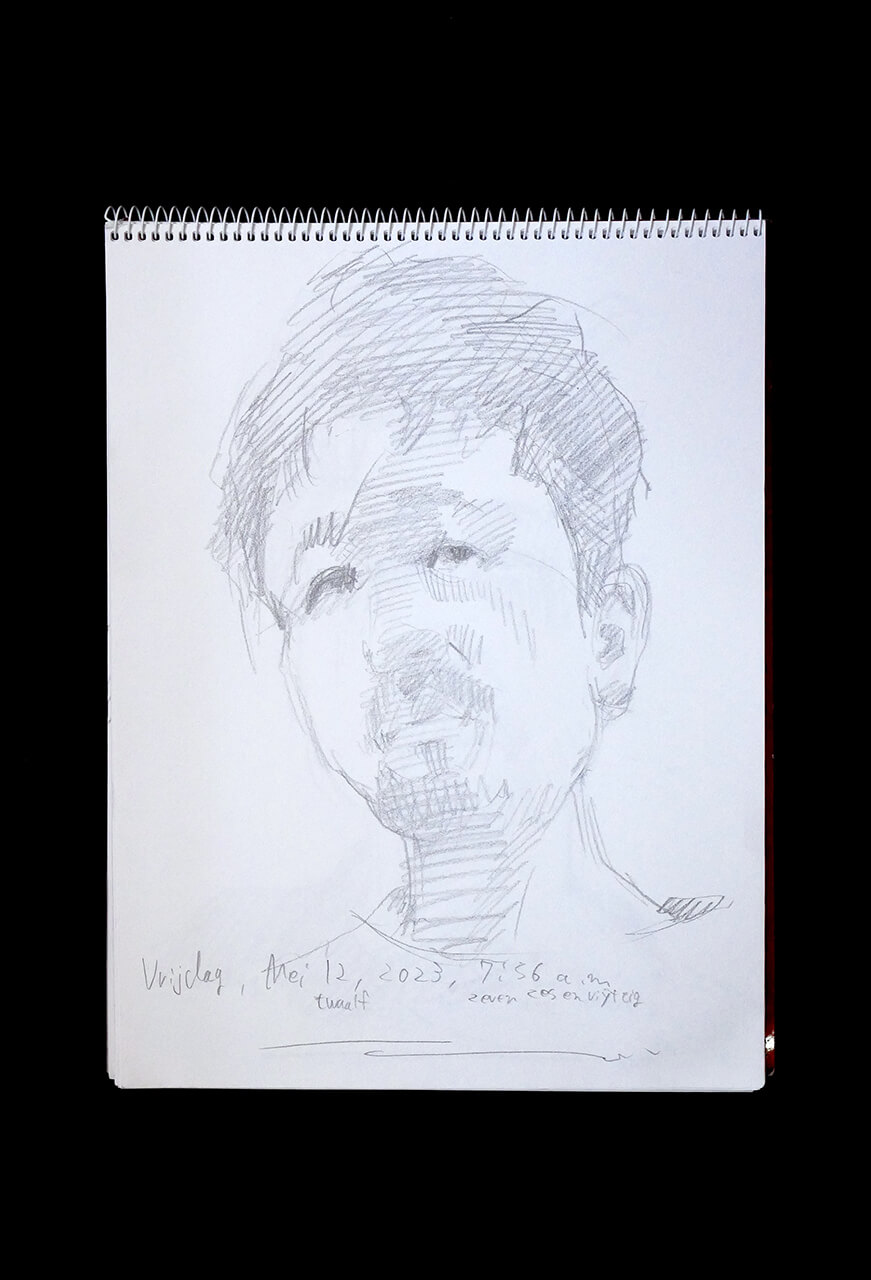 Contemporary artist SHINTAKU Tomoni's 2023/5/12 Self-portrait or pencil drawing