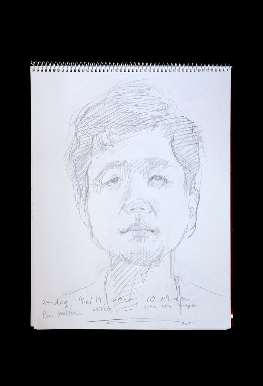 Contemporary artist SHINTAKU Tomoni's 2023/5/14 Self-portrait or pencil drawing