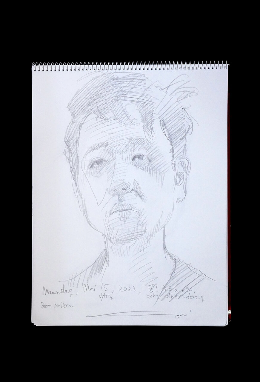 Contemporary artist SHINTAKU Tomoni's 2023/5/15 Self-portrait or pencil drawing