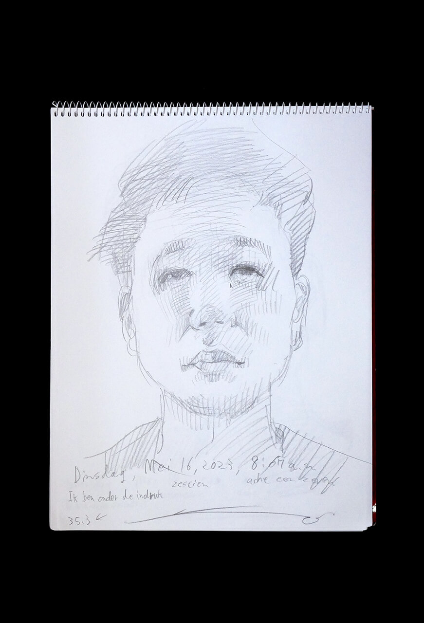 Contemporary artist SHINTAKU Tomoni's 2023/5/16 Self-portrait or pencil drawing