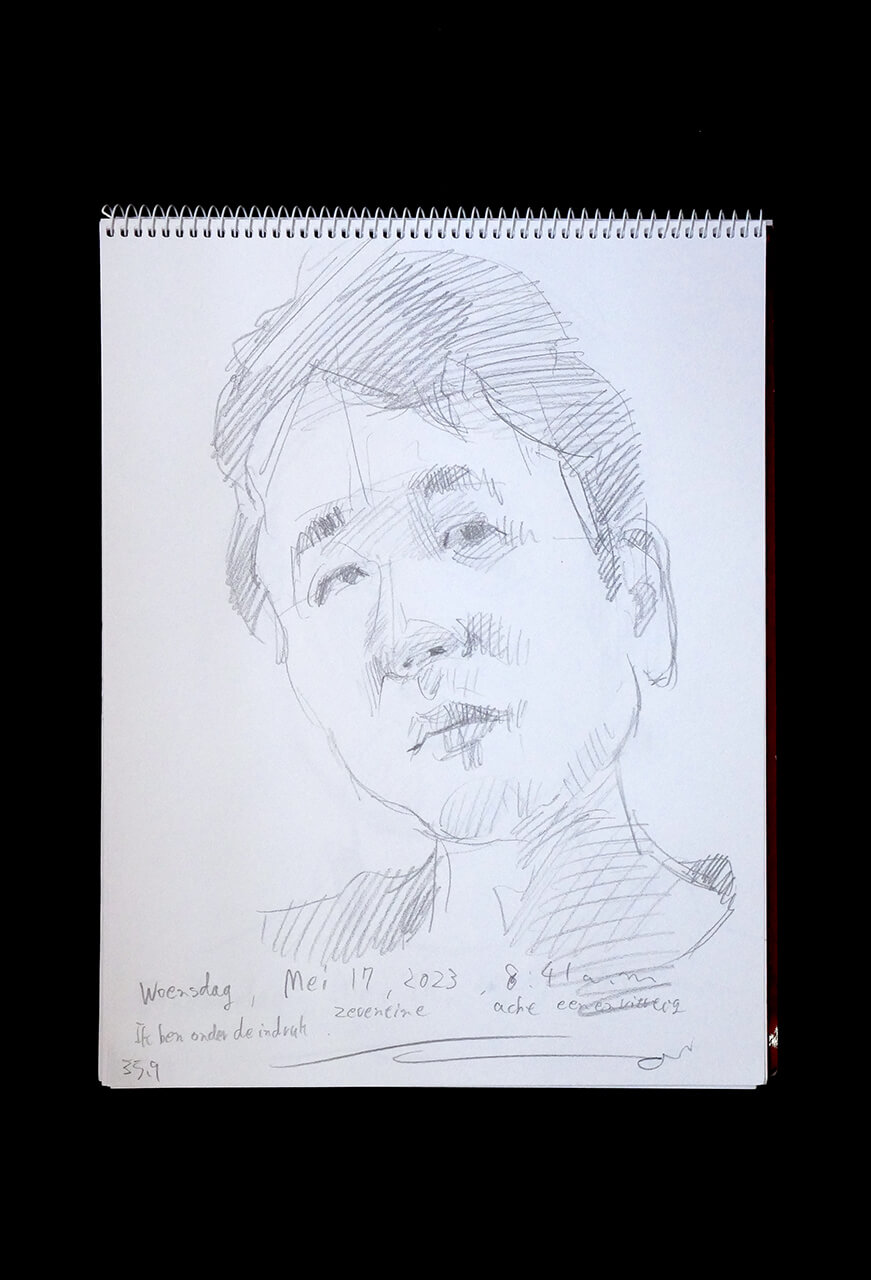 Contemporary artist SHINTAKU Tomoni's 2023/5/17 Self-portrait or pencil drawing