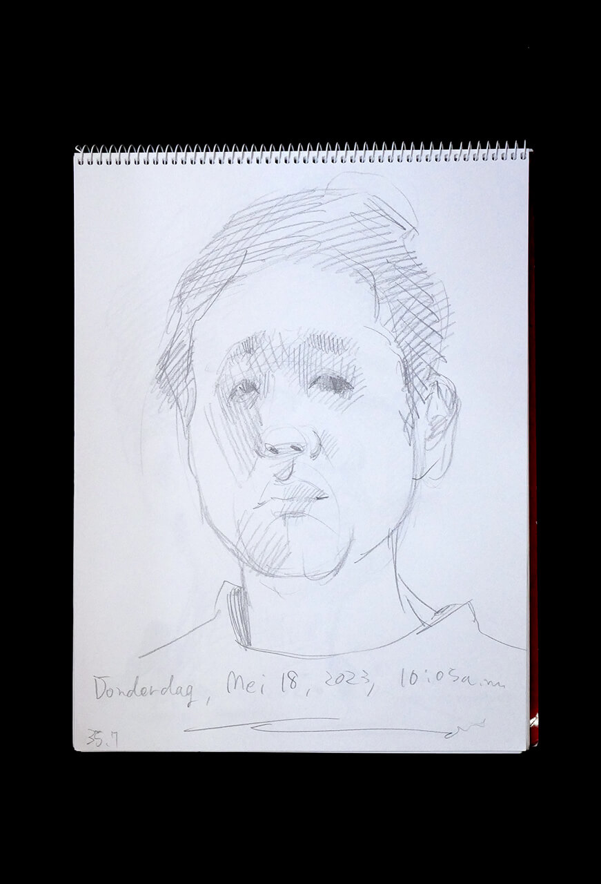 Contemporary artist SHINTAKU Tomoni's 2023/5/18 Self-portrait or pencil drawing