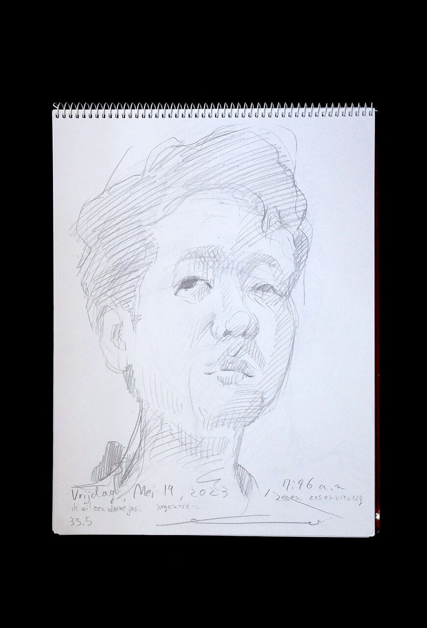 Contemporary artist SHINTAKU Tomoni's 2023/5/19 Self-portrait or pencil drawing