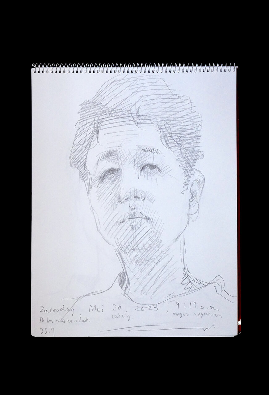 Contemporary artist SHINTAKU Tomoni's 2023/5/20 Self-portrait or pencil drawing