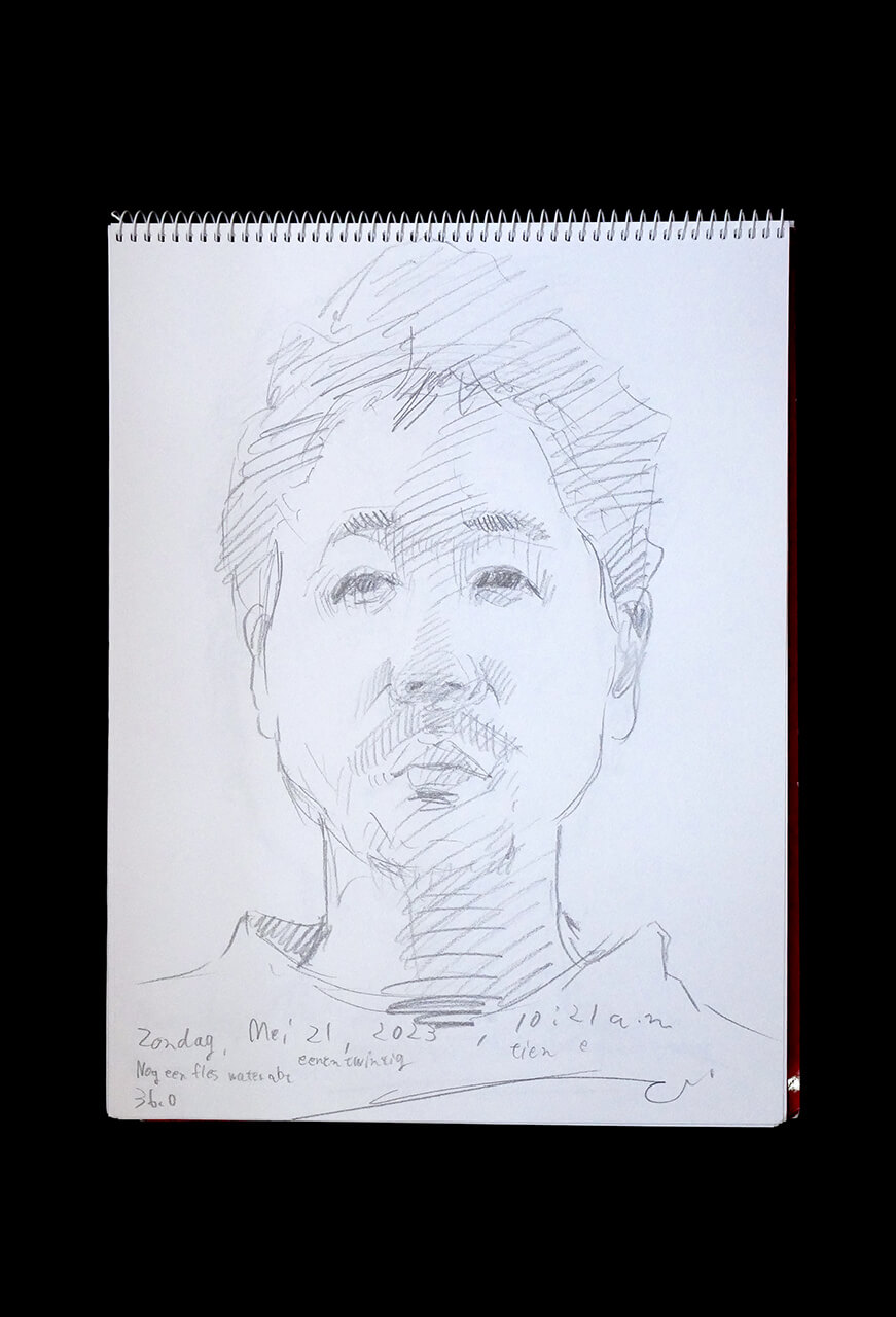 Contemporary artist SHINTAKU Tomoni's 2023/5/21 Self-portrait or pencil drawing