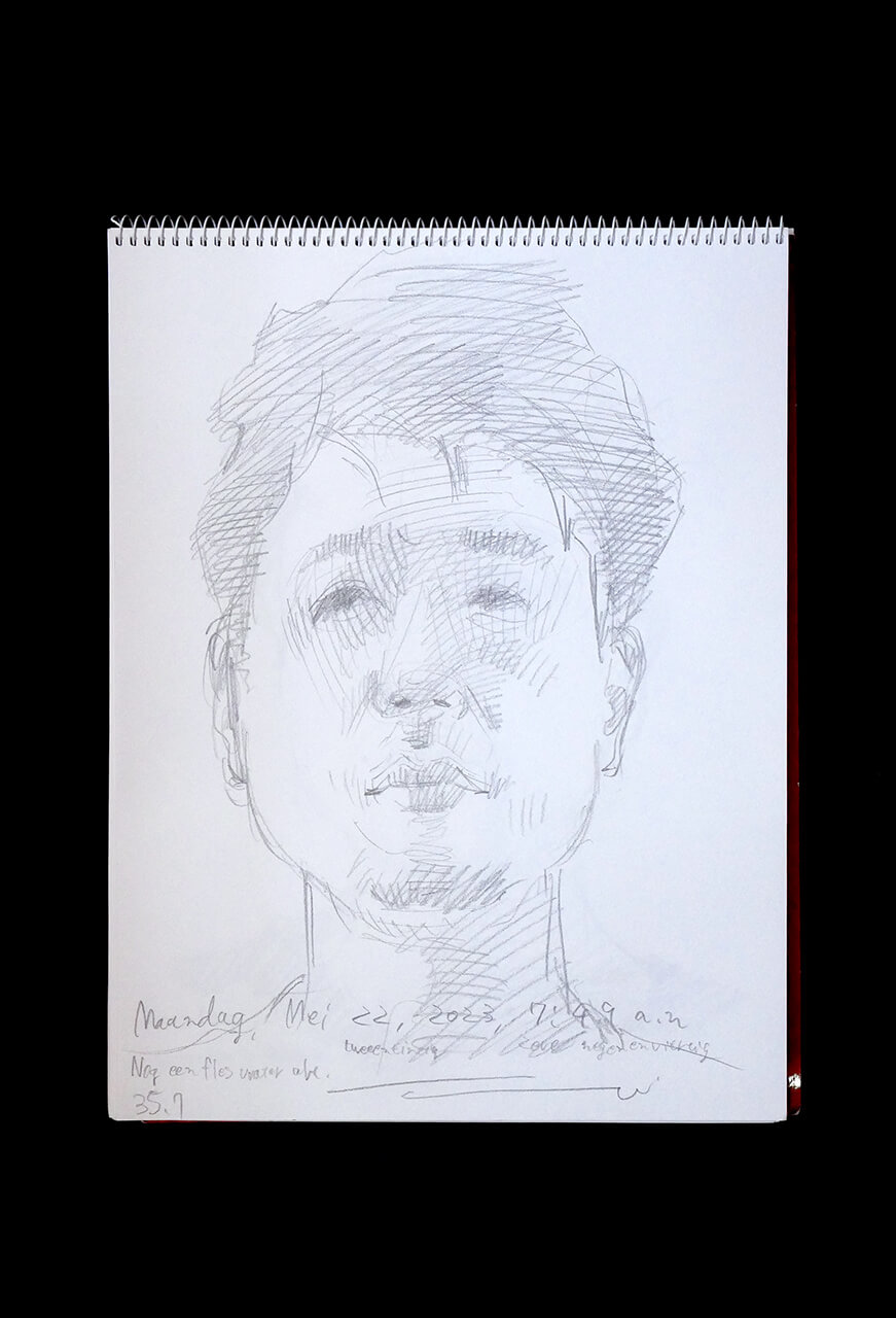 Contemporary artist SHINTAKU Tomoni's 2023/5/22 Self-portrait or pencil drawing