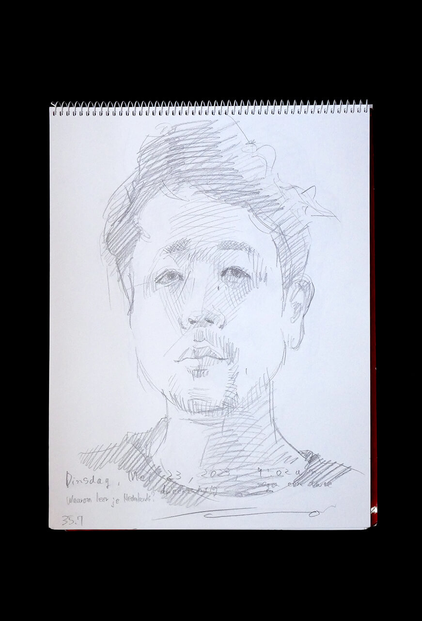 Contemporary artist SHINTAKU Tomoni's 2023/5/23 Self-portrait or pencil drawing