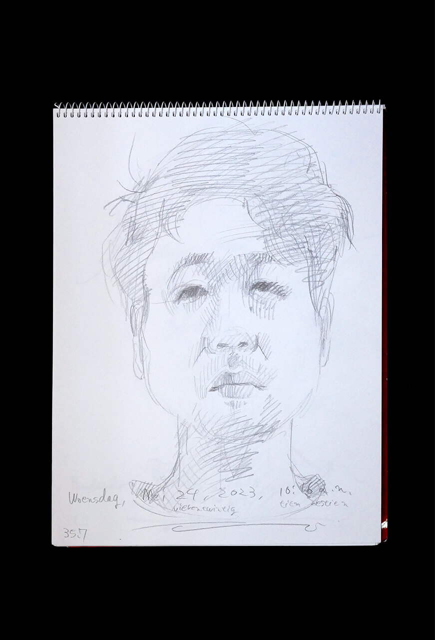 Contemporary artist SHINTAKU Tomoni's 2023/5/24 Self-portrait or pencil drawing