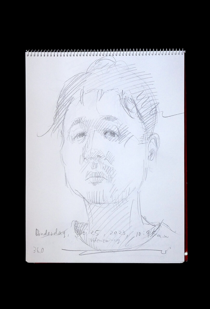 Contemporary artist SHINTAKU Tomoni's 2023/5/25 Self-portrait or pencil drawing