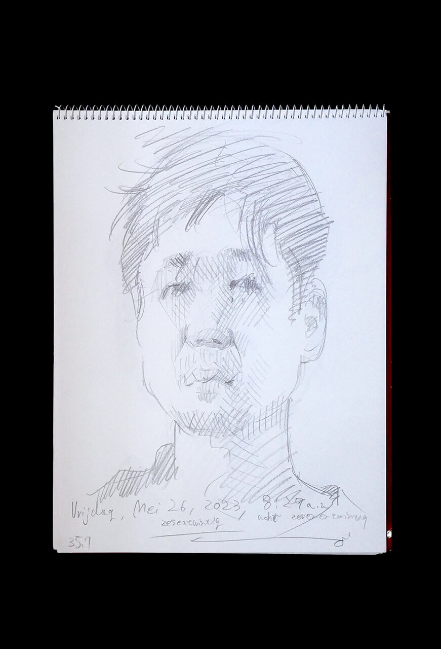 Contemporary artist SHINTAKU Tomoni's 2023/5/26 Self-portrait or pencil drawing