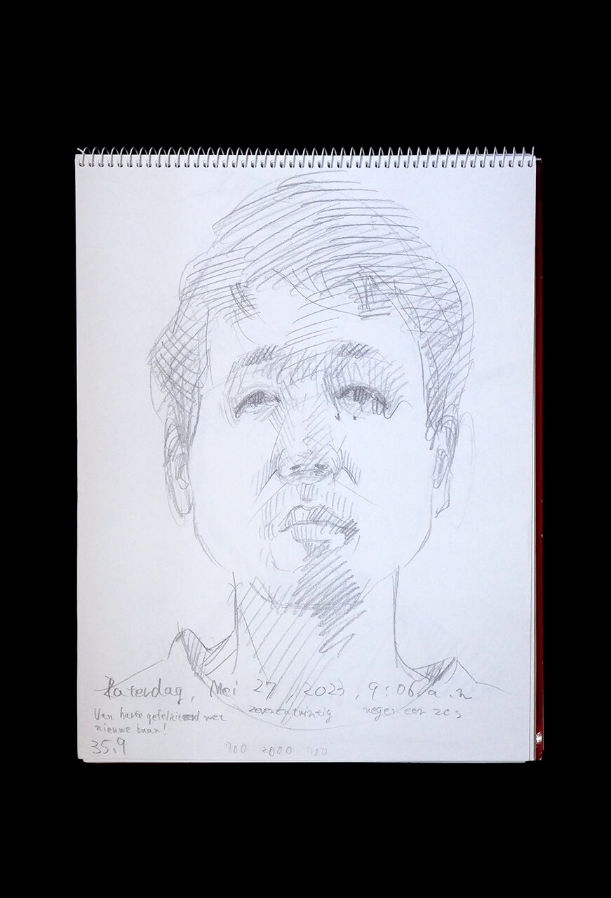 Contemporary artist SHINTAKU Tomoni's 2023/5/27 Self-portrait or pencil drawing