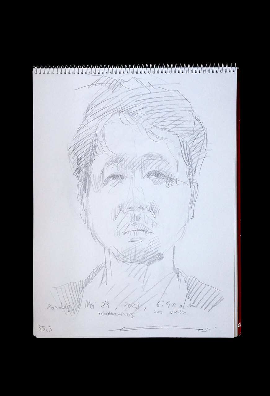 Contemporary artist SHINTAKU Tomoni's 2023/5/28 Self-portrait or pencil drawing