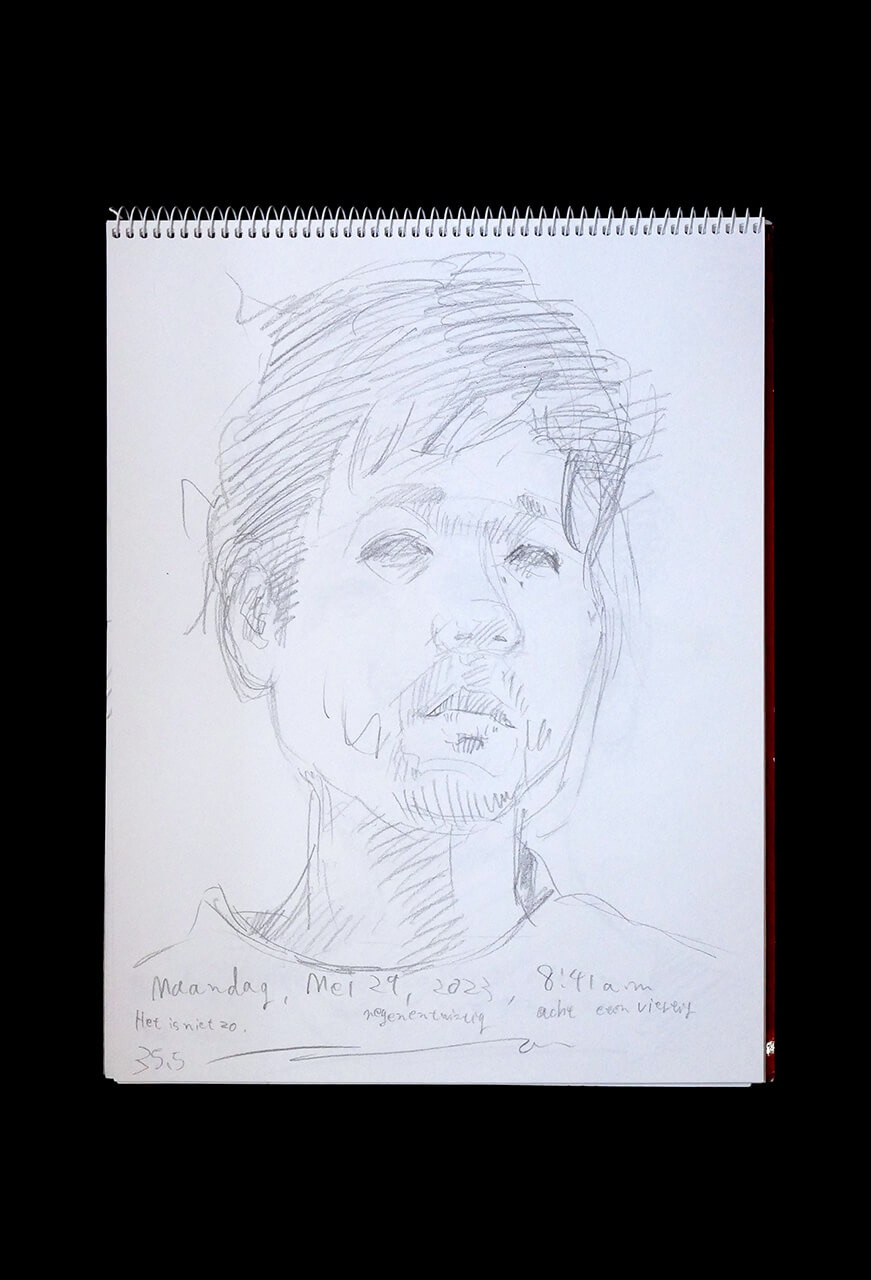 Contemporary artist SHINTAKU Tomoni's 2023/5/29 Self-portrait or pencil drawing