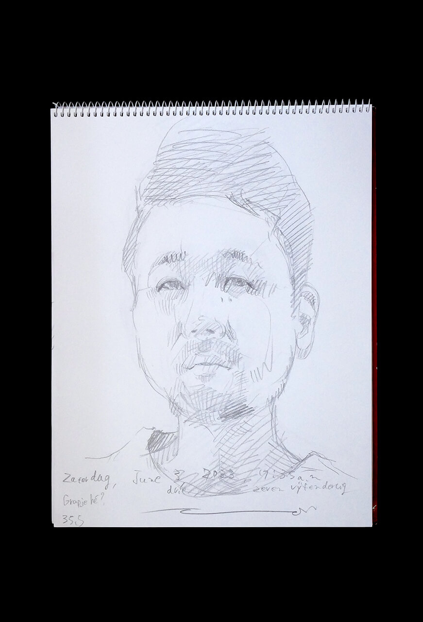 Contemporary artist SHINTAKU Tomoni's 2023/6/3 Self-portrait or pencil drawing