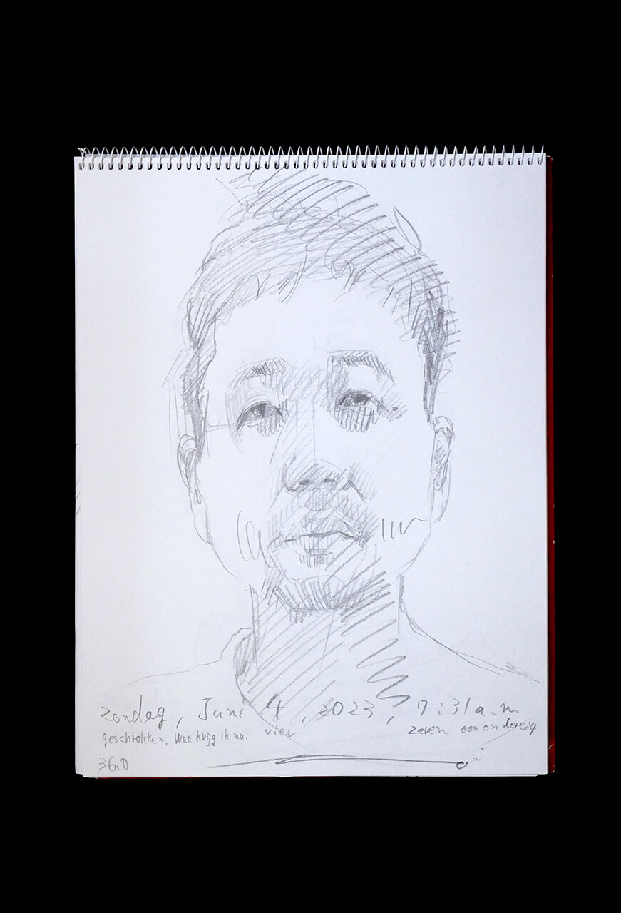 Contemporary artist SHINTAKU Tomoni's 2023/6/4 Self-portrait or pencil drawing