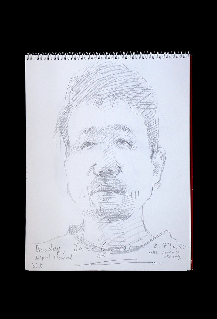 Contemporary artist SHINTAKU Tomoni's 2023/6/6 Self-portrait or pencil drawing