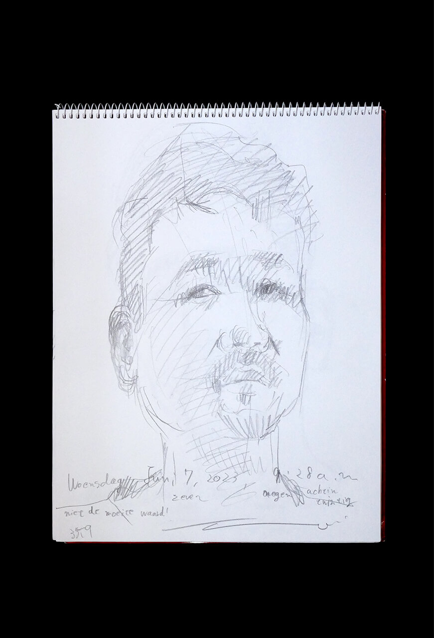 Contemporary artist SHINTAKU Tomoni's 2023/6/7 Self-portrait or pencil drawing