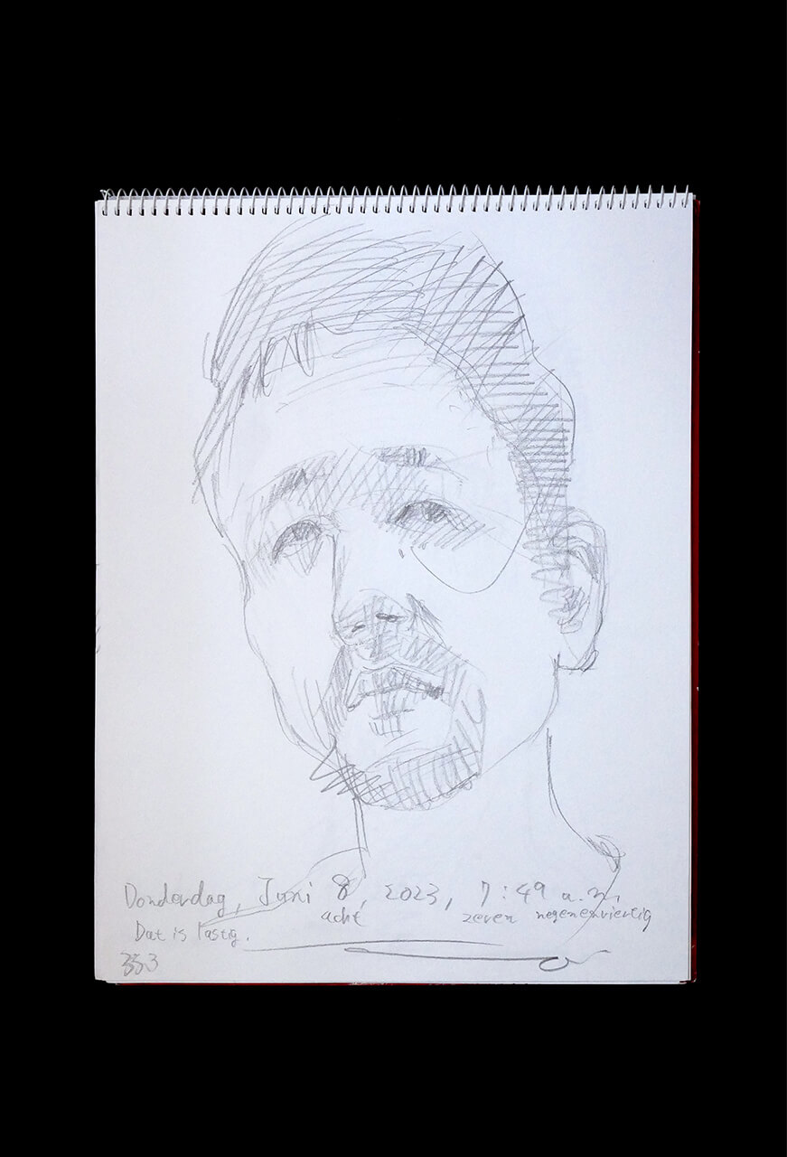 Contemporary artist SHINTAKU Tomoni's 2023/6/8 Self-portrait or pencil drawing