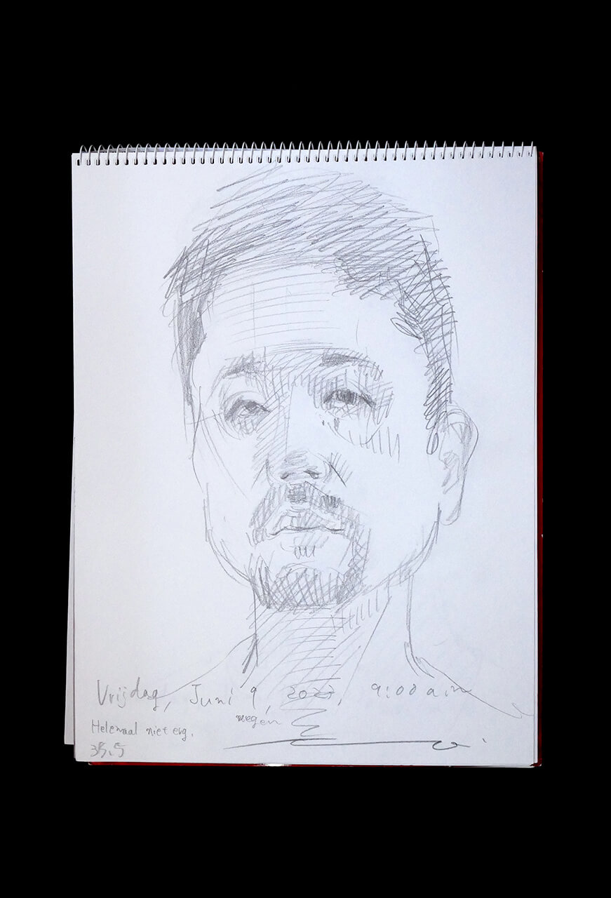 Contemporary artist SHINTAKU Tomoni's 2023/6/9 Self-portrait or pencil drawing