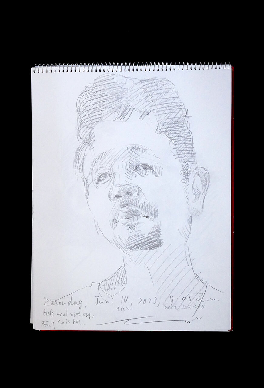 Contemporary artist SHINTAKU Tomoni's 2023/6/10 Self-portrait or pencil drawing