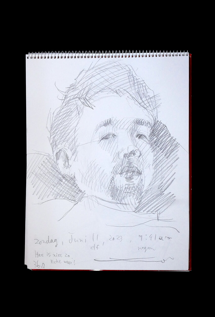 Contemporary artist SHINTAKU Tomoni's 2023/6/11 Self-portrait or pencil drawing