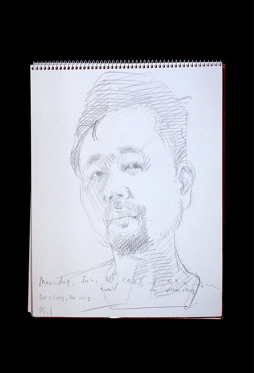 Contemporary artist SHINTAKU Tomoni's 2023/6/12 Self-portrait or pencil drawing