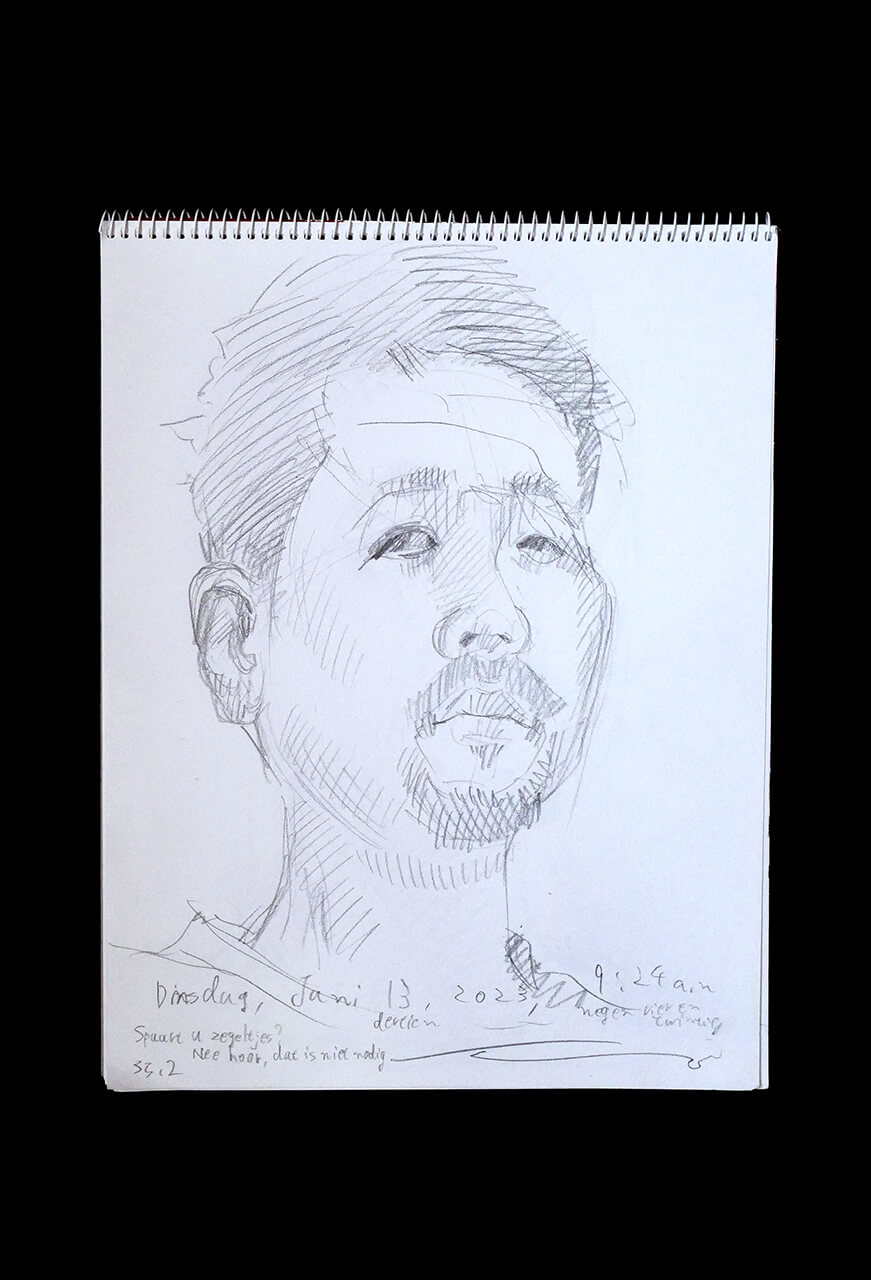 Contemporary artist SHINTAKU Tomoni's 2023/6/13 Self-portrait or pencil drawing