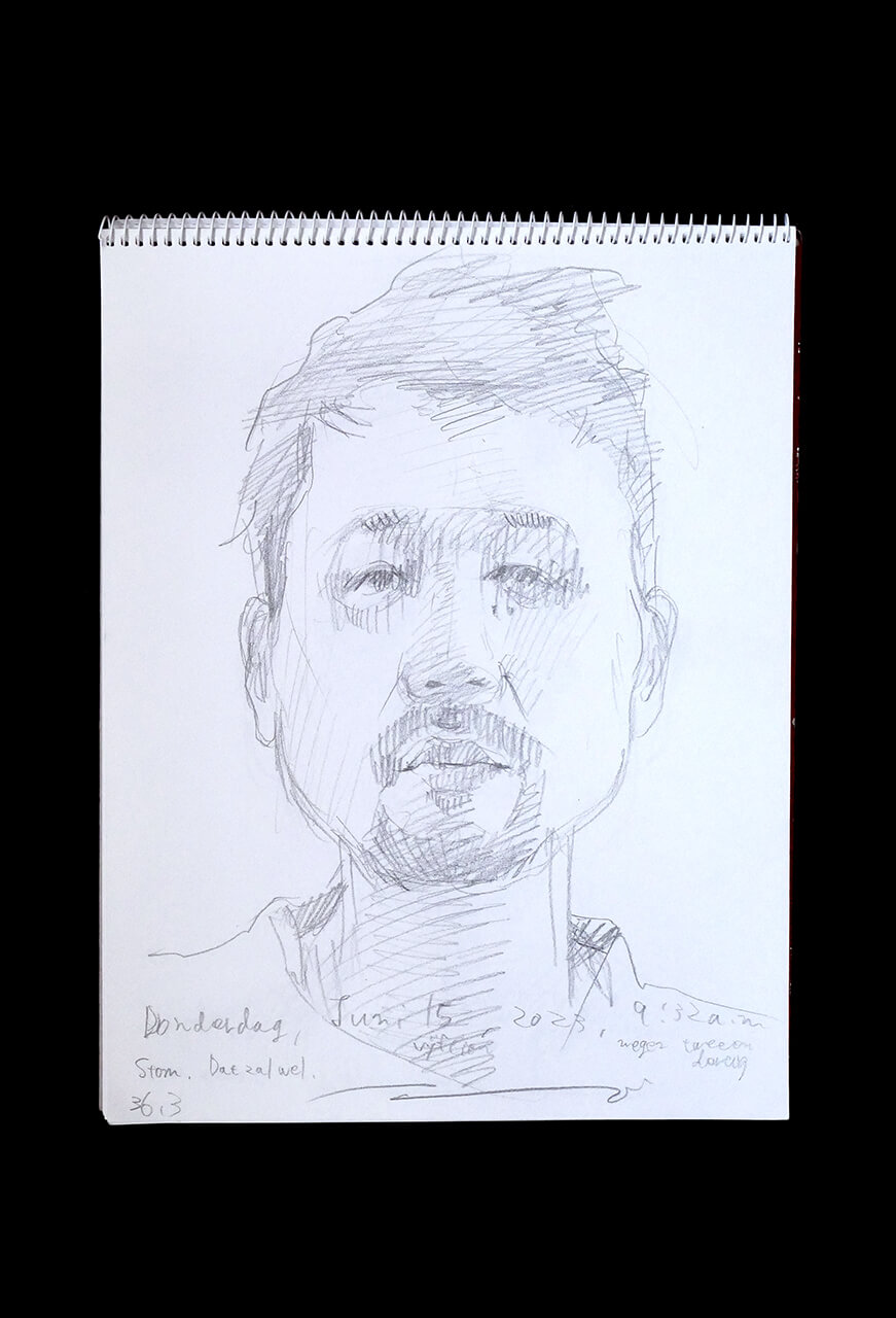 Contemporary artist SHINTAKU Tomoni's 2023/6/15 Self-portrait or pencil drawing