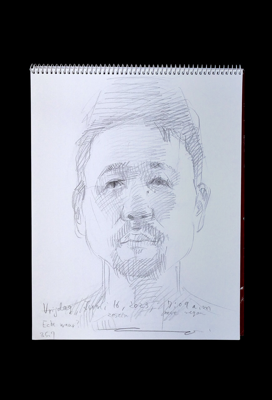 Contemporary artist SHINTAKU Tomoni's 2023/6/16 Self-portrait or pencil drawing