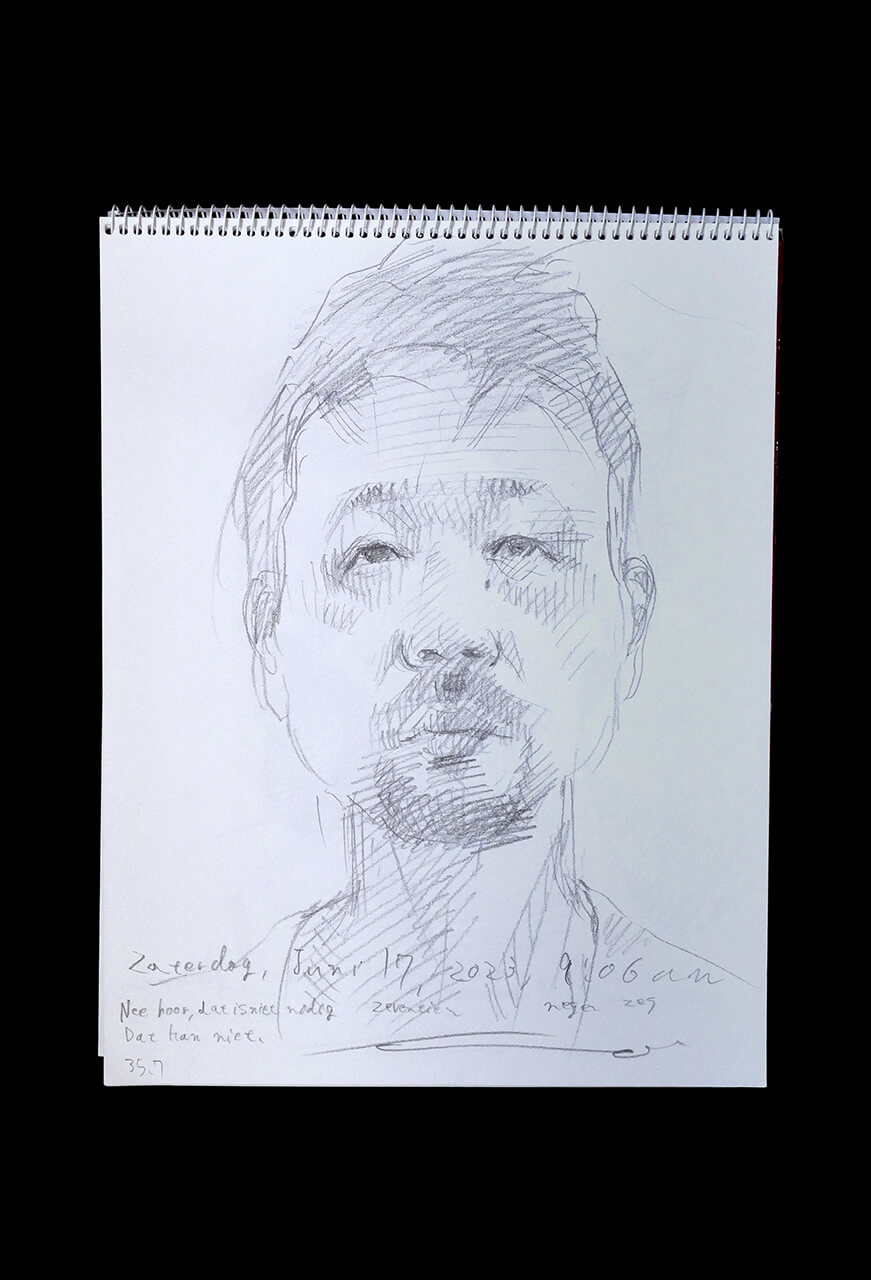 Contemporary artist SHINTAKU Tomoni's 2023/6/17 Self-portrait or pencil drawing