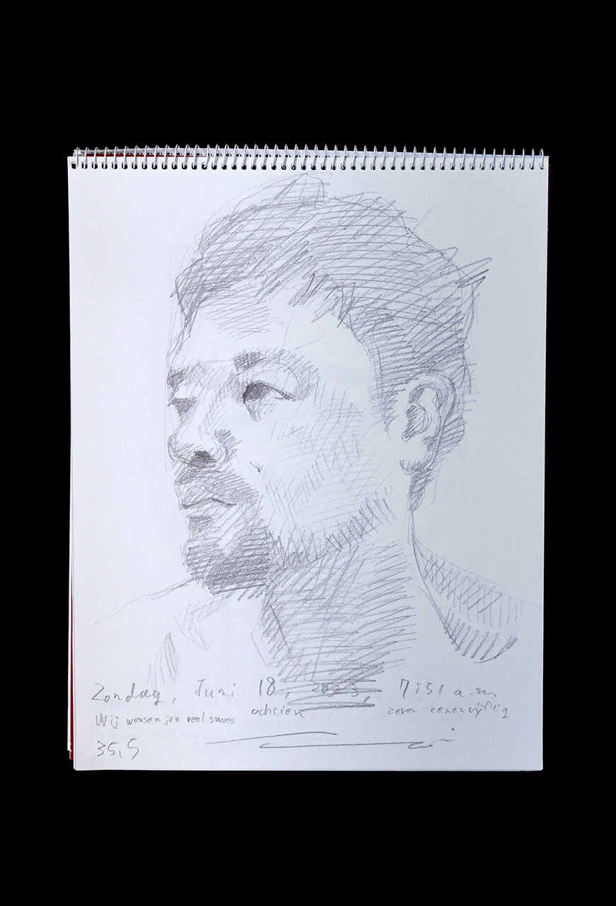 Contemporary artist SHINTAKU Tomoni's 2023/6/18 Self-portrait or pencil drawing