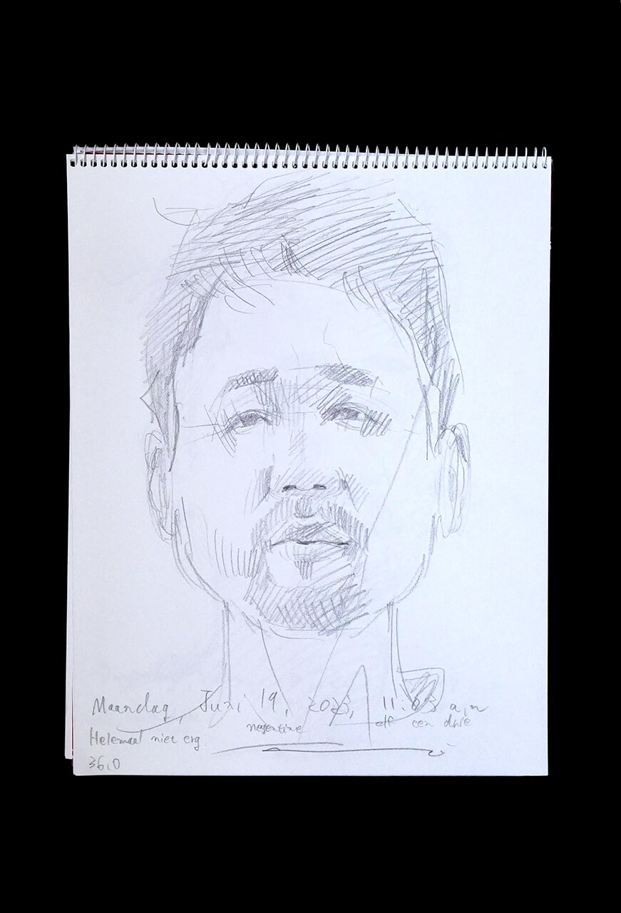 Contemporary artist SHINTAKU Tomoni's 2023/6/19 Self-portrait or pencil drawing