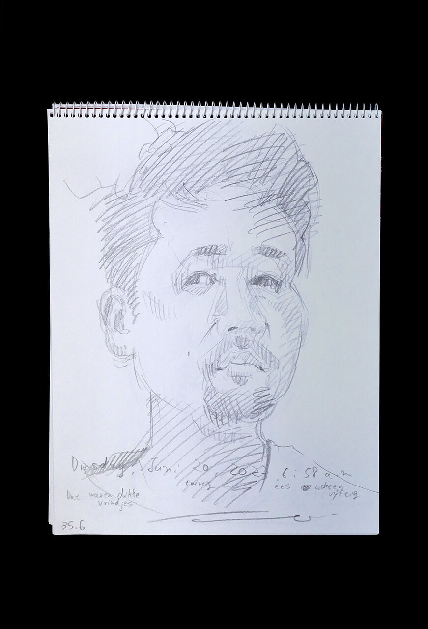Contemporary artist SHINTAKU Tomoni's 2023/6/20 Self-portrait or pencil drawing