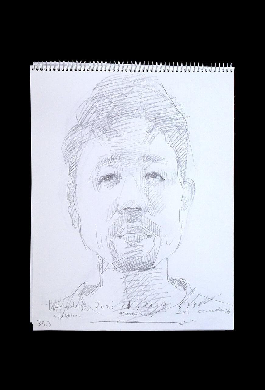 Contemporary artist SHINTAKU Tomoni's 2023/6/21 Self-portrait or pencil drawing