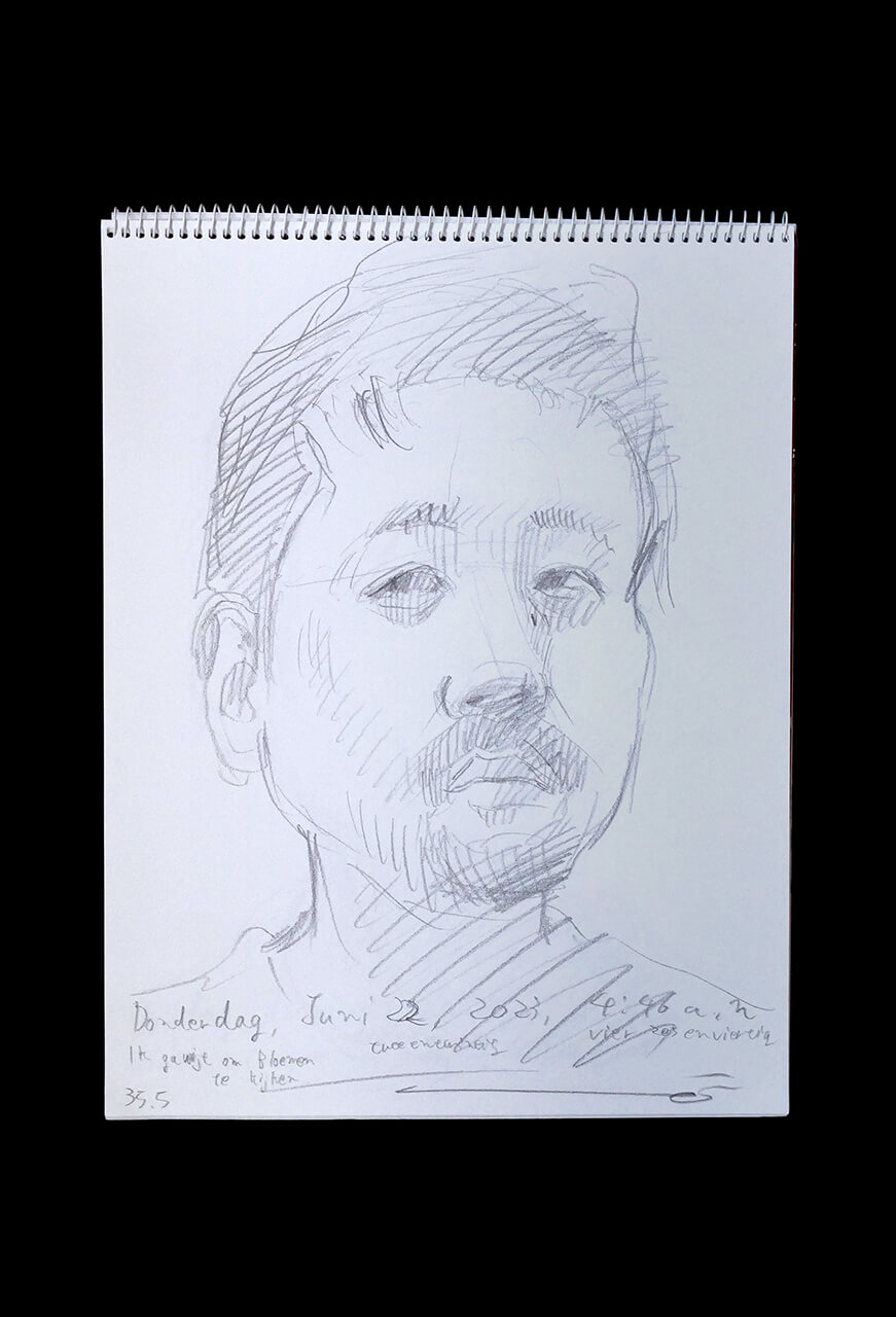 Contemporary artist SHINTAKU Tomoni's 2023/6/22 Self-portrait or pencil drawing