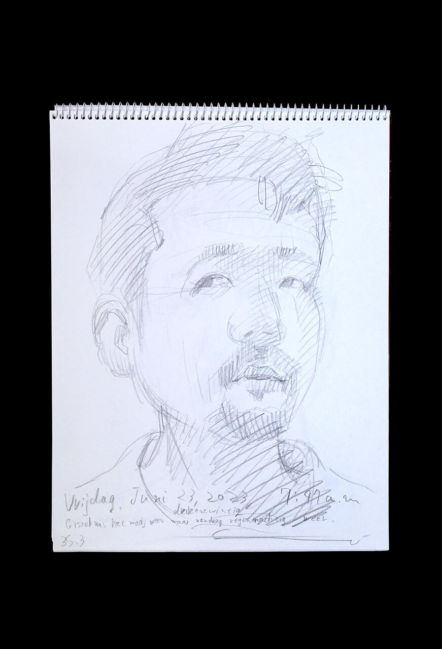 Contemporary artist SHINTAKU Tomoni's 2023/6/23 Self-portrait or pencil drawing