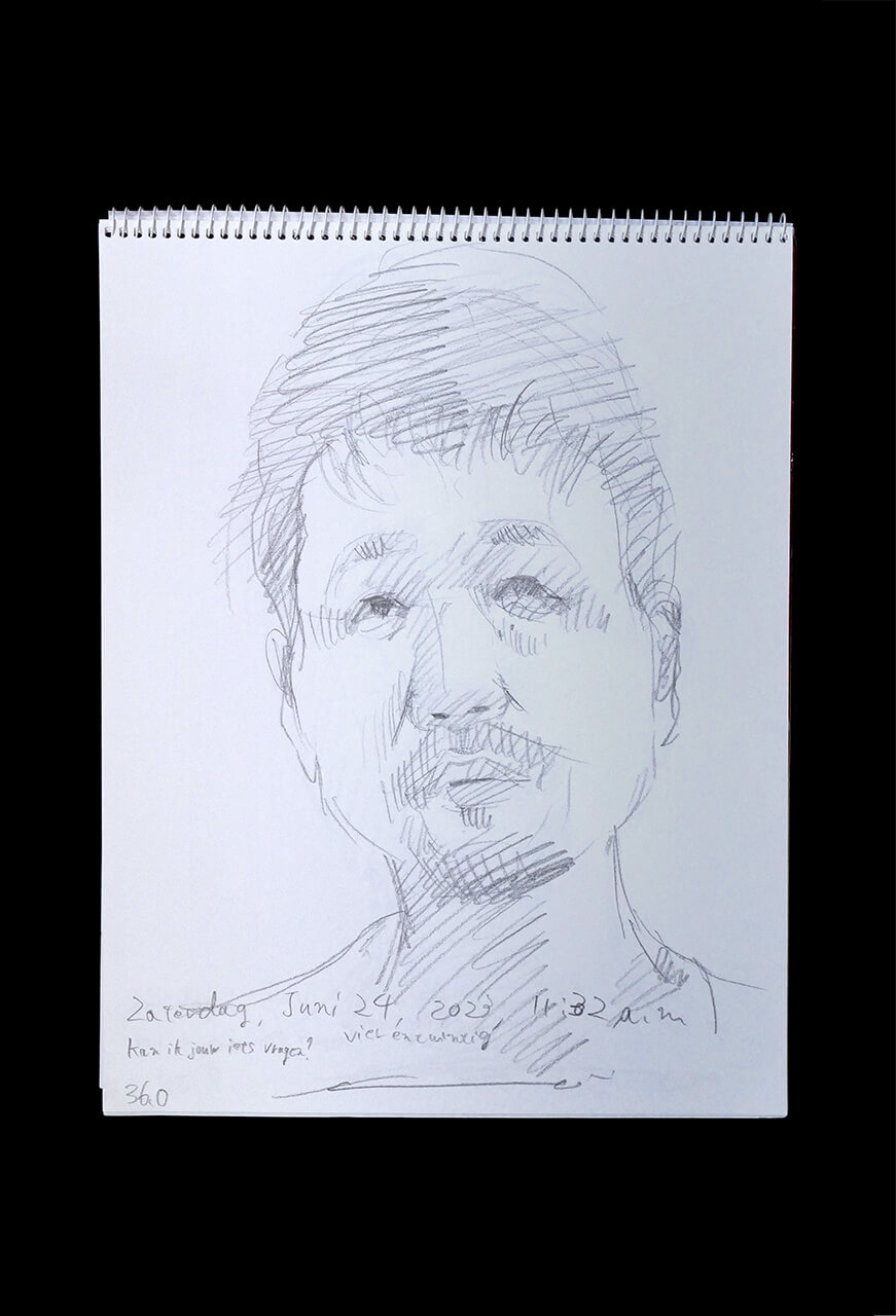 Contemporary artist SHINTAKU Tomoni's 2023/6/24 Self-portrait or pencil drawing