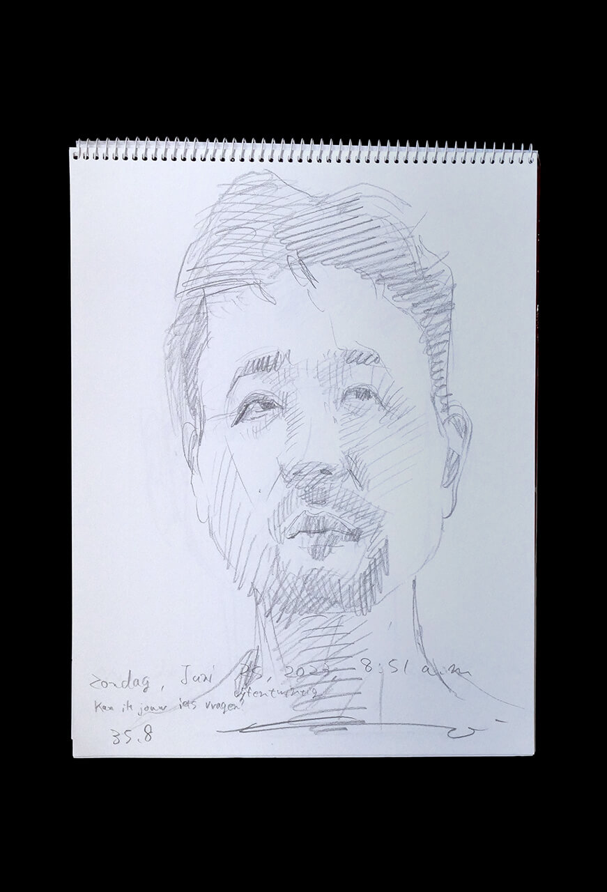 Contemporary artist SHINTAKU Tomoni's 2023/6/25 Self-portrait or pencil drawing