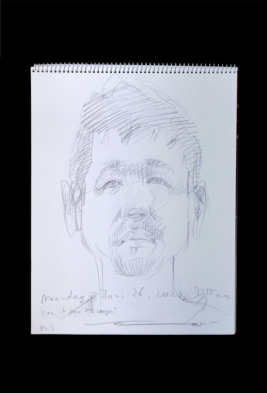 Contemporary artist SHINTAKU Tomoni's 2023/6/26 Self-portrait or pencil drawing