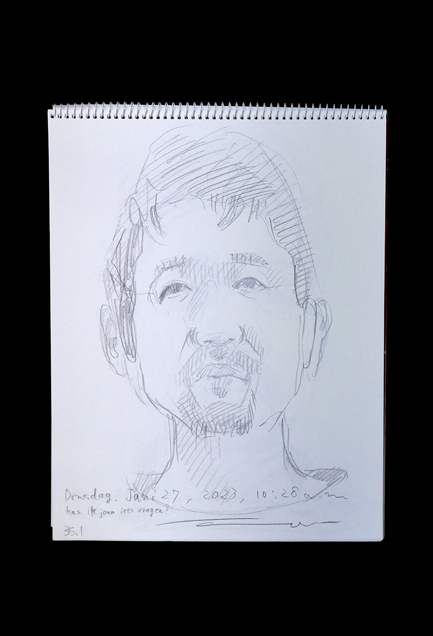Contemporary artist SHINTAKU Tomoni's 2023/6/27 Self-portrait or pencil drawing