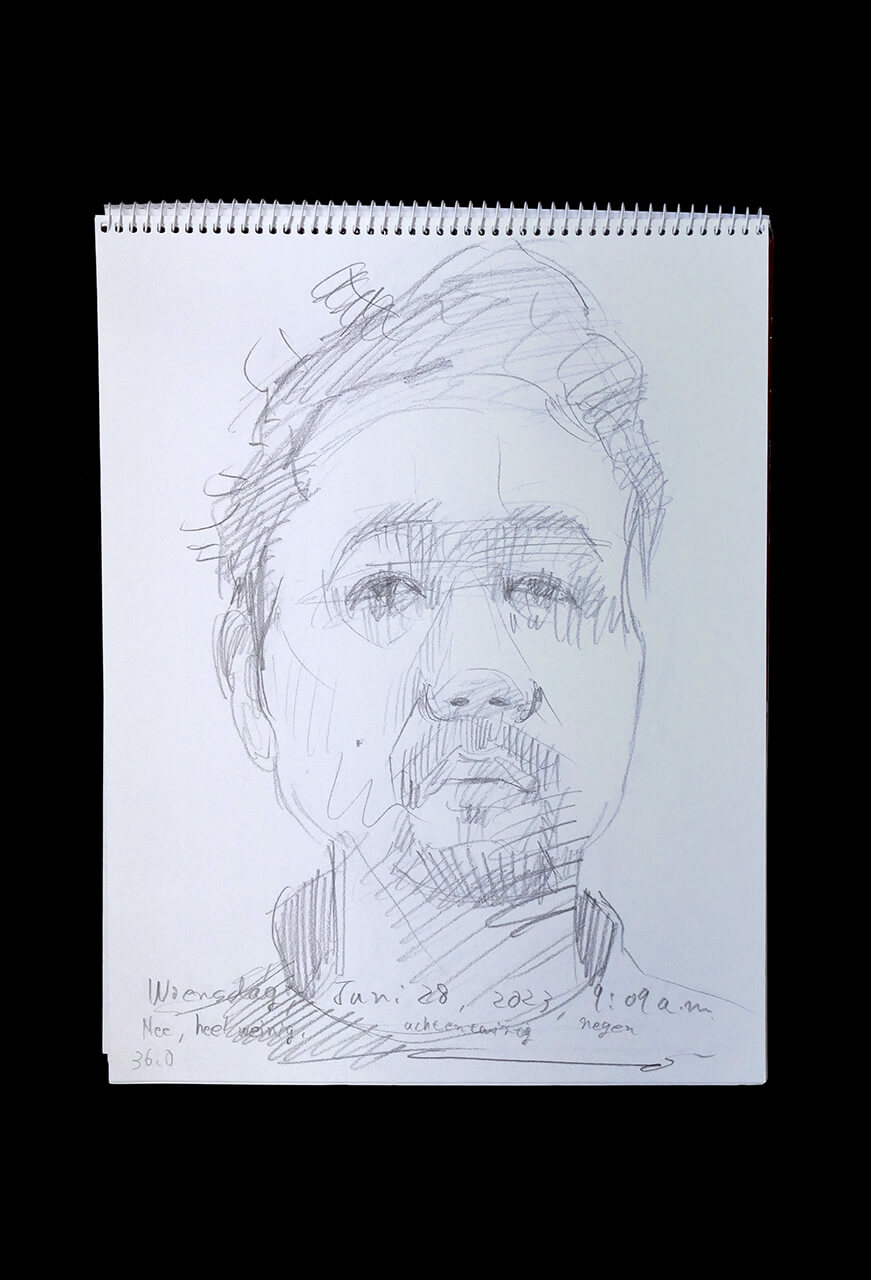 Contemporary artist SHINTAKU Tomoni's 2023/6/28 Self-portrait or pencil drawing